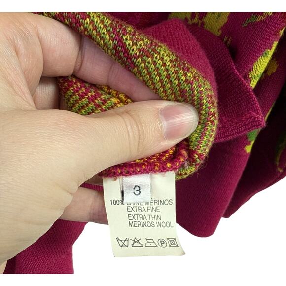 JJ. Garella Sweater 100% Extra Fine Merino's Wool Made in‎ France Floral Large - Picture 7 of 8